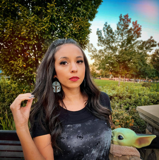 Bounty Hunter Helmet Mando Inspired Earrings - 3D printed earrings - Mandalorian