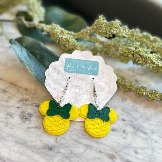 3D printed Minnie Mickey Fruit earrings - Minnie Pineapple earrings Mickey Orange Earrings Disney Summer earrings - Flower & Garden Festival