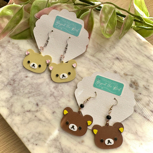 Rilakkuma Korilakuma 3D printed earrings - San-X Kawaii earrings Bear earrings