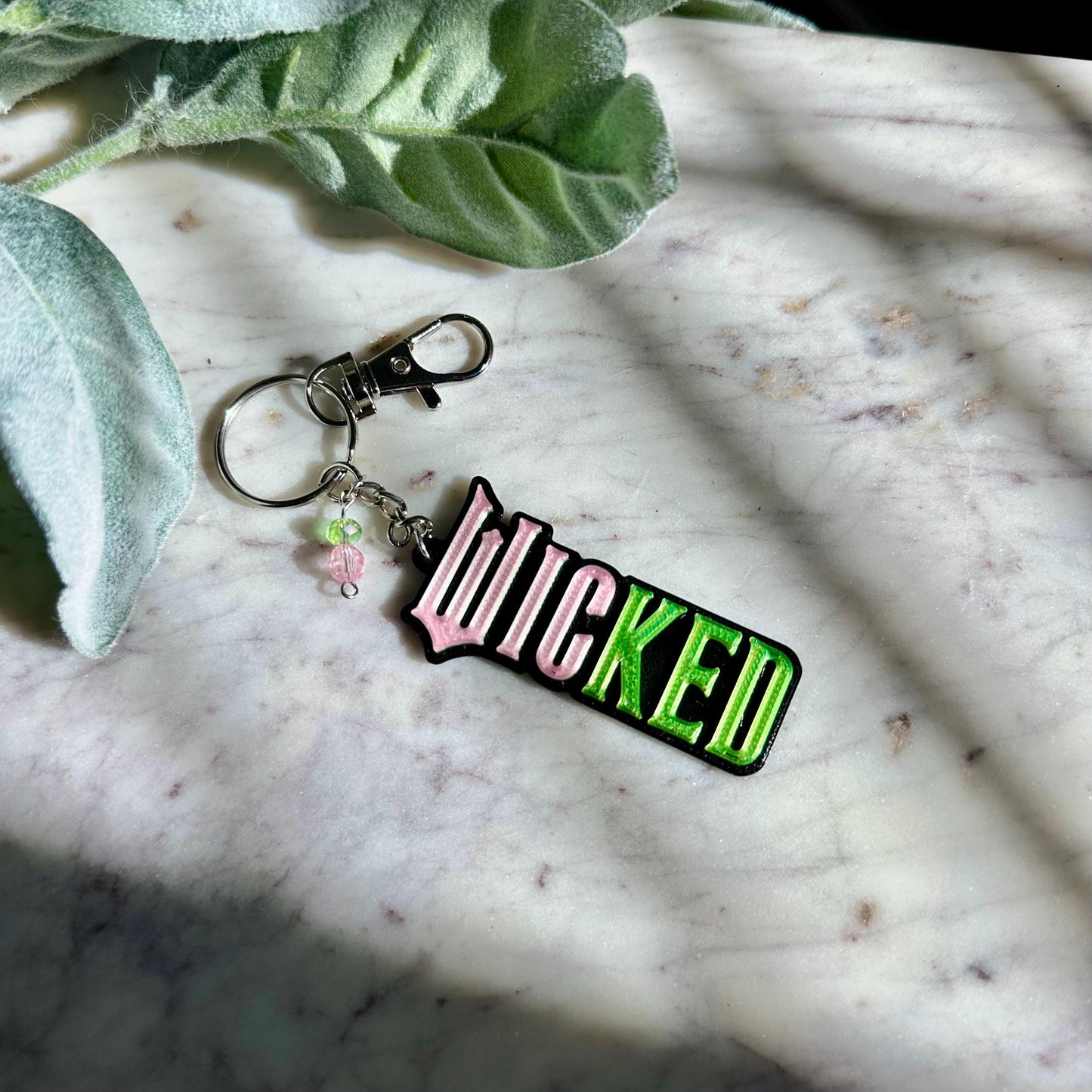 3D Wicked Inspired Earrings - Elphaba & Glinda Earrings - Wizard of Oz Wicked the Musical - Pink and green - monkey butterfly