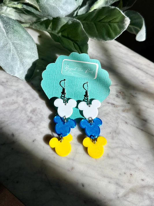 3D printed Mouse Shaped earrings - 4-Tier Mouse earrings - Mickey earrings Donald Duck earrings - Disney earrings