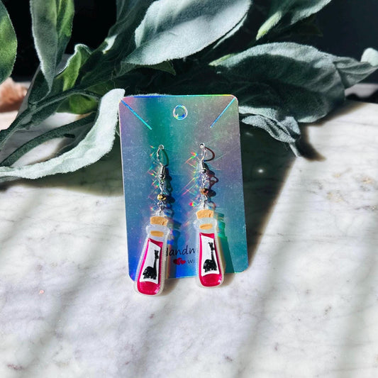 3D Emperor's New Groove Inspired Earrings - Kuzco Poison Earrings - Poison Bottle Keychain - Kuzco Earrings - Llama earrings