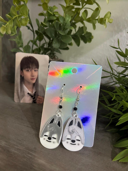 SKZOO Earrings: 3D Printed Kpop Stray Kids - Wolf Chan, Bbokari