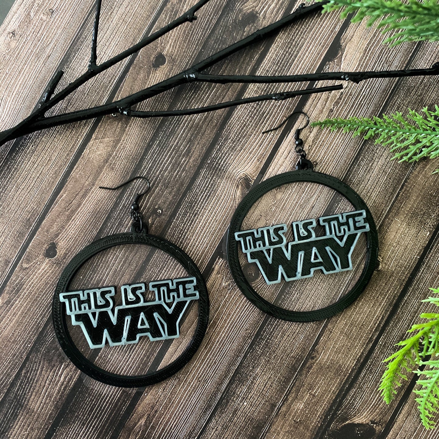 This is the Way 3D Printed Hoop Earrings - Mandalorian Inspired earrings - Green Baby Star Wars earrings