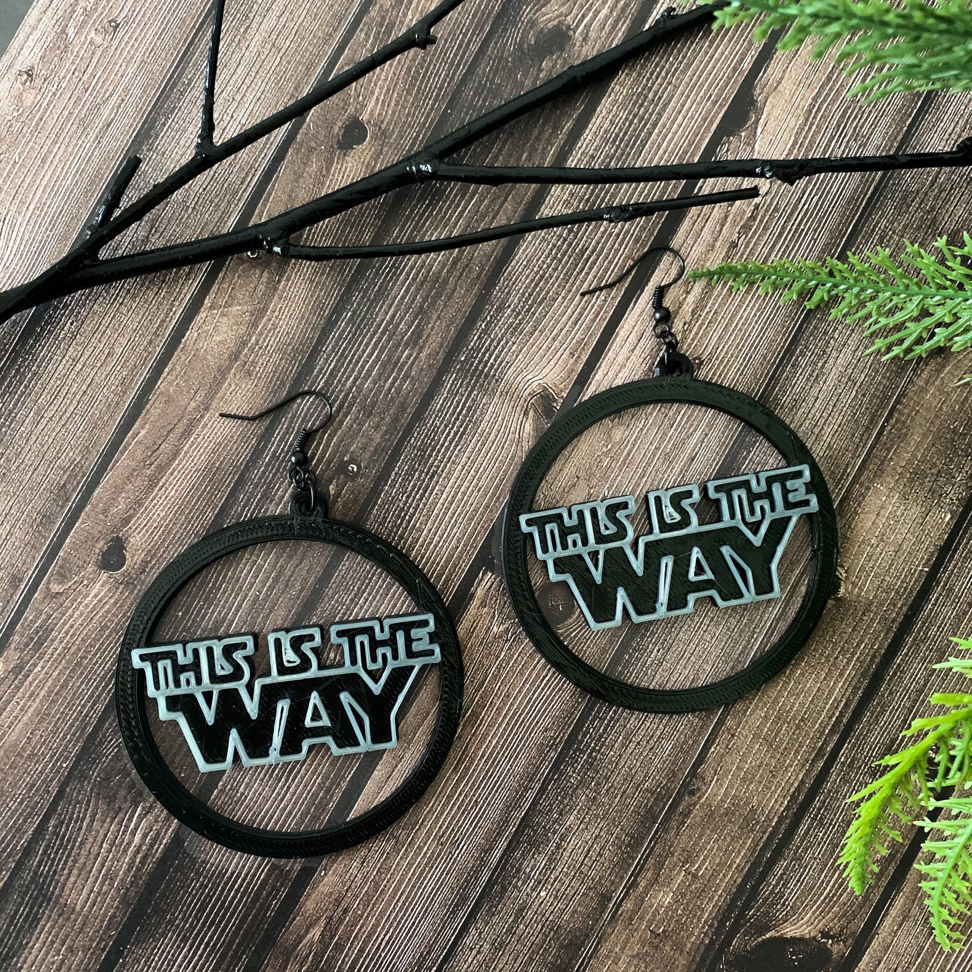 This is the Way 3D Printed Hoop Earrings - Mandalorian Inspired earrings - Green Baby Star Wars earrings