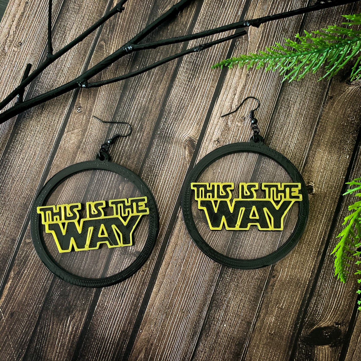 This is the Way 3D Printed Hoop Earrings - Mandalorian Inspired earrings - Green Baby Star Wars earrings
