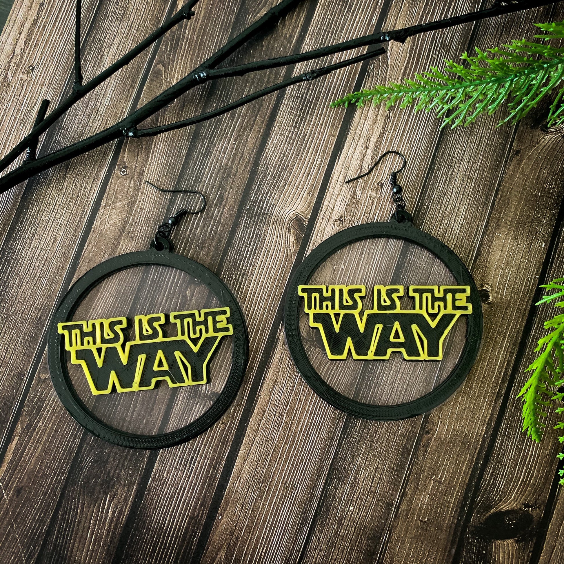 This is the Way 3D Printed Hoop Earrings - Mandalorian Inspired earrings - Green Baby Star Wars earrings