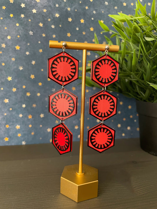 Galactic Empire First Order 3D Earrings - Star Wars Inspired First Order Symbol Earrings - Galactic Empire Earrings - 3D Printed earrings