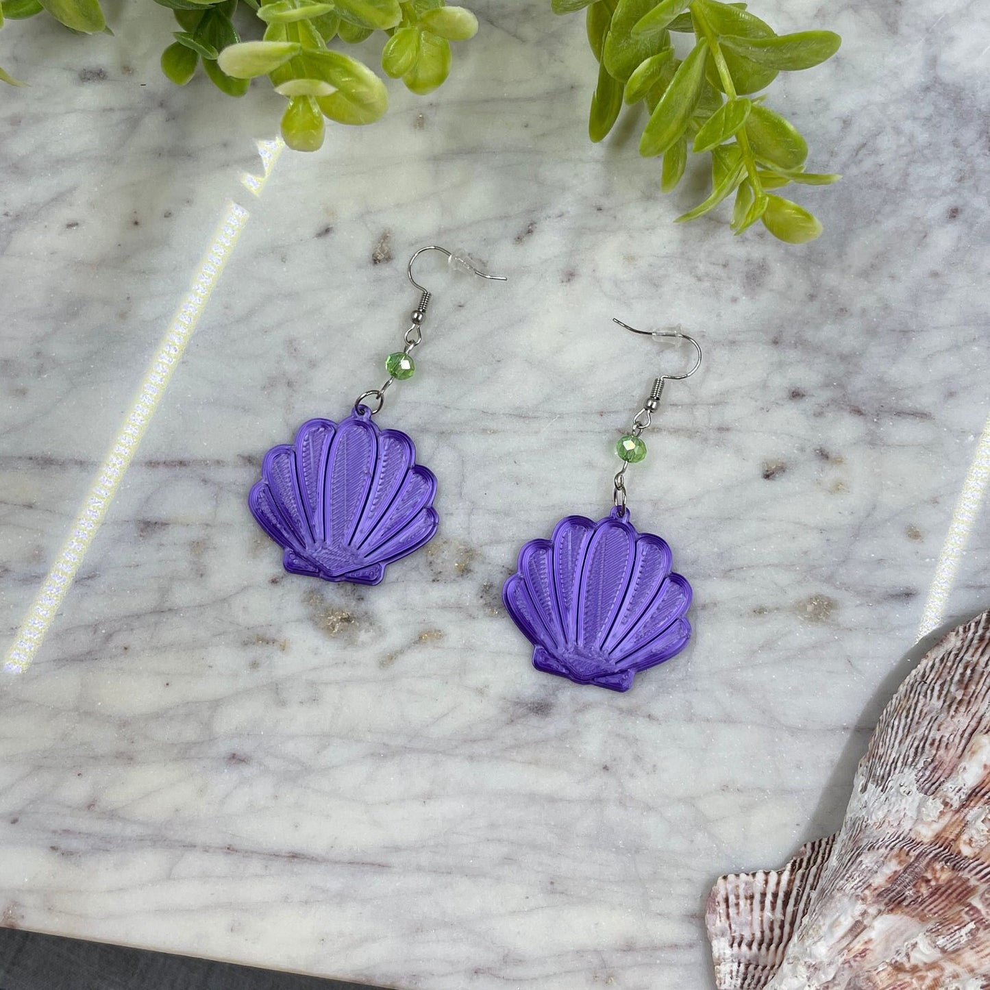 Mermaid Shell Earrings, Seashell Earrings, 3D Printed Sea Shell earrings, Ariel Inspired Earrings, 3D printed mermaid earrings