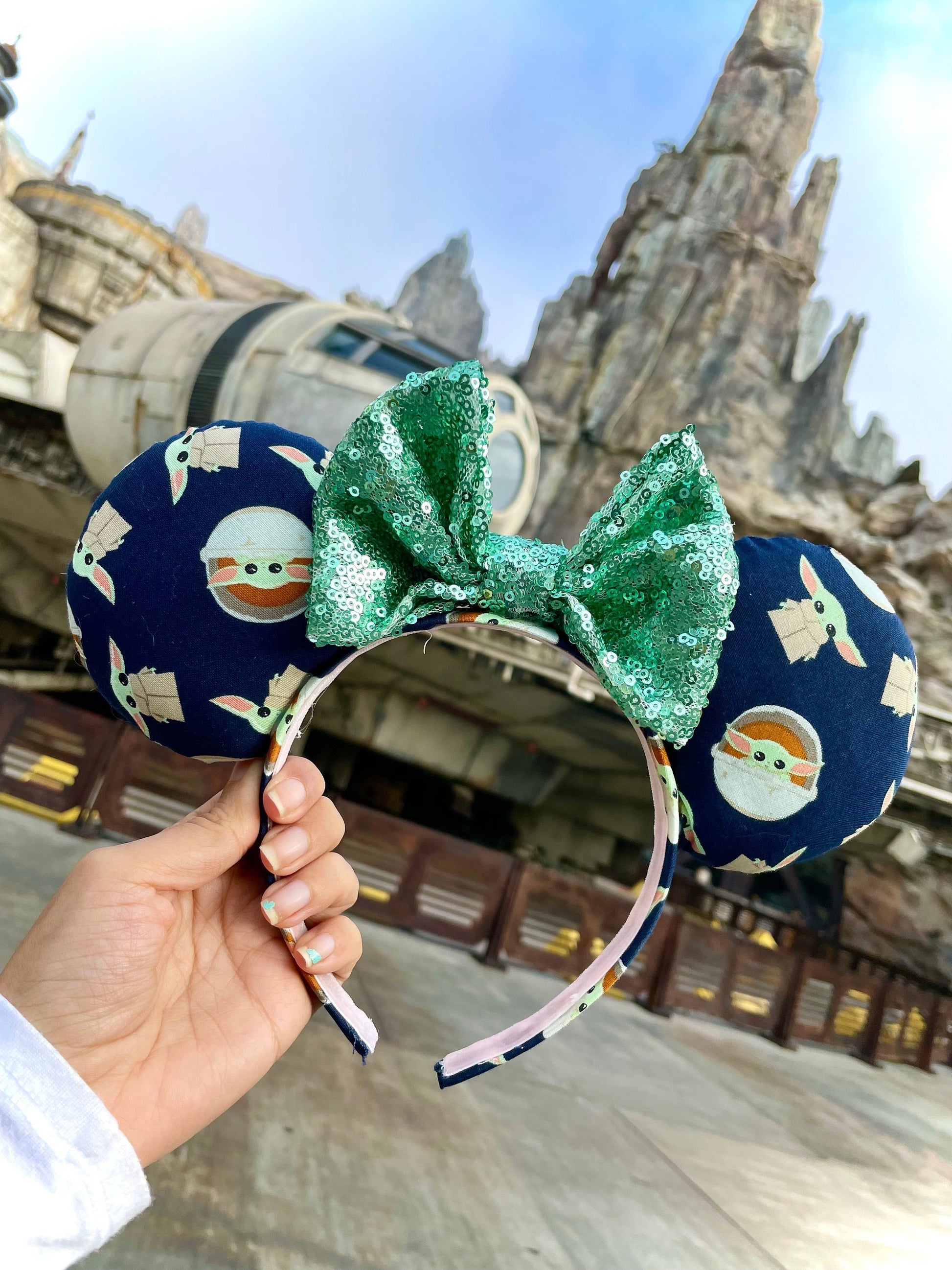 Cute Child Mouse ears - Mandalorian Inspired Minnie ears - Grogu Minnie ears