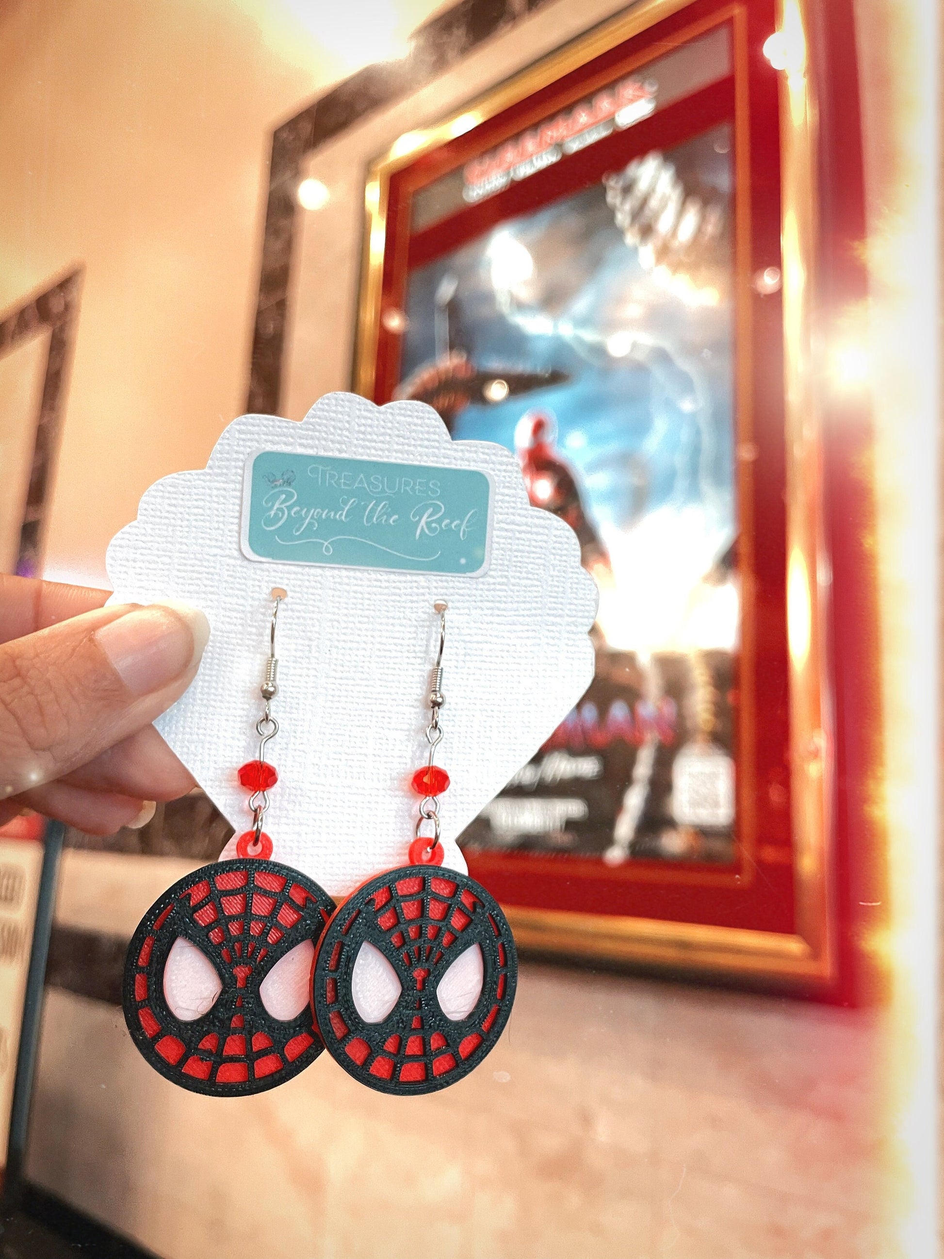 Spiderman Earrings, Spiderman 3D printed earrings, Marvel earrings, Avengers Campus Earrings