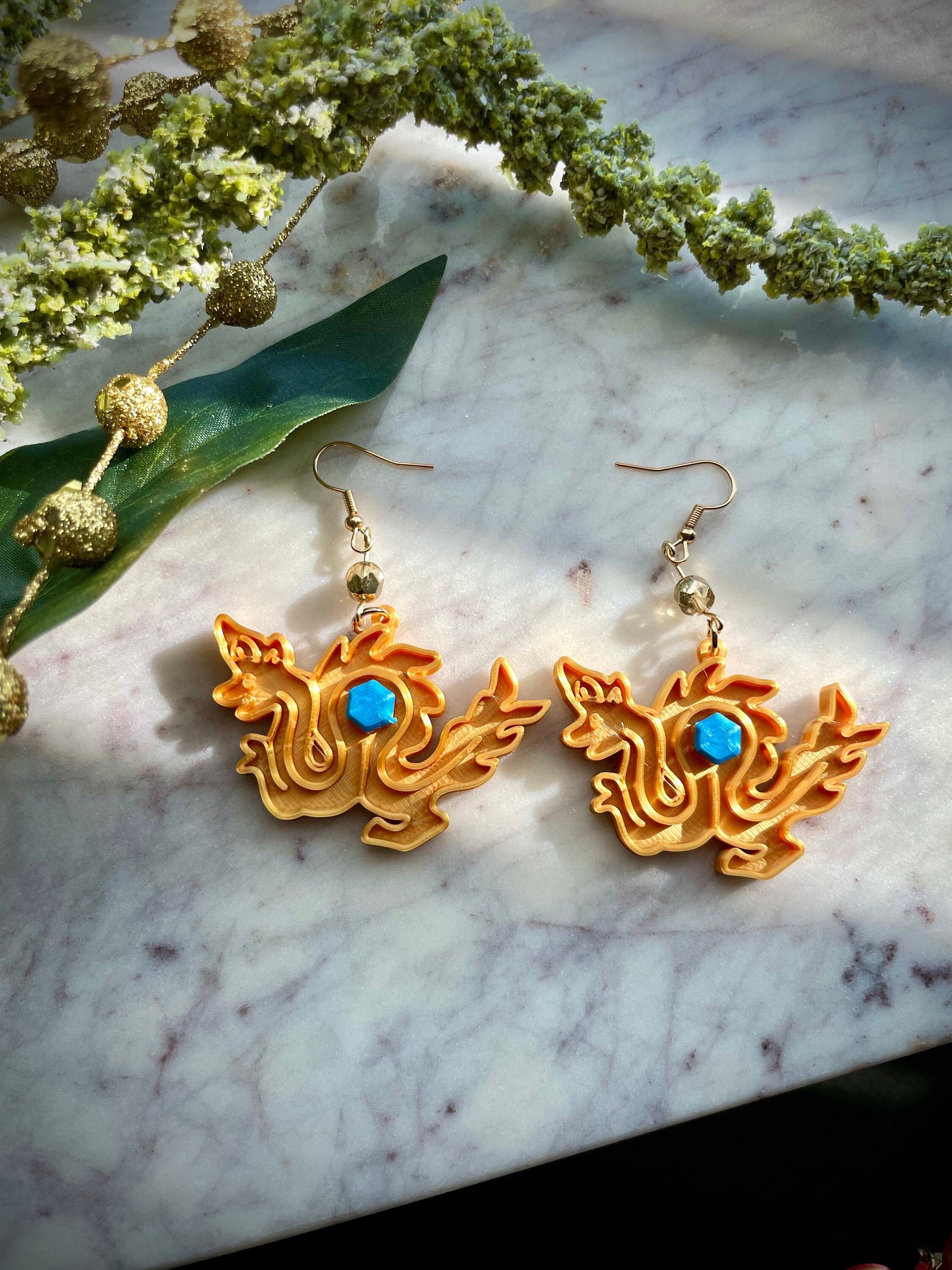 Raya the Last Dragon Inspired 3D printed Earrings - Dragon Earrings - Sisu Earrings 3D printed earrings