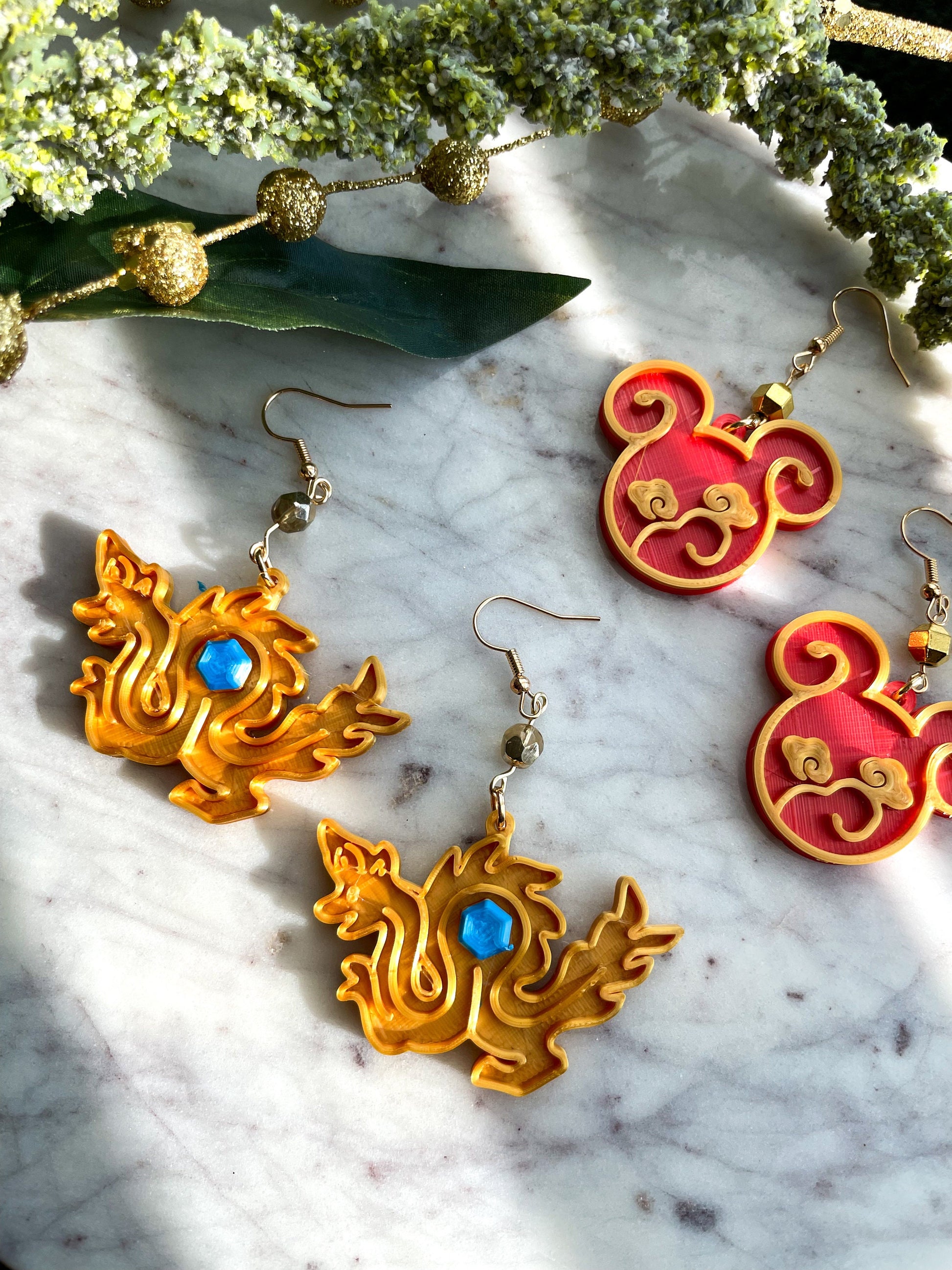 Raya the Last Dragon Inspired 3D printed Earrings - Dragon Earrings - Sisu Earrings 3D printed earrings
