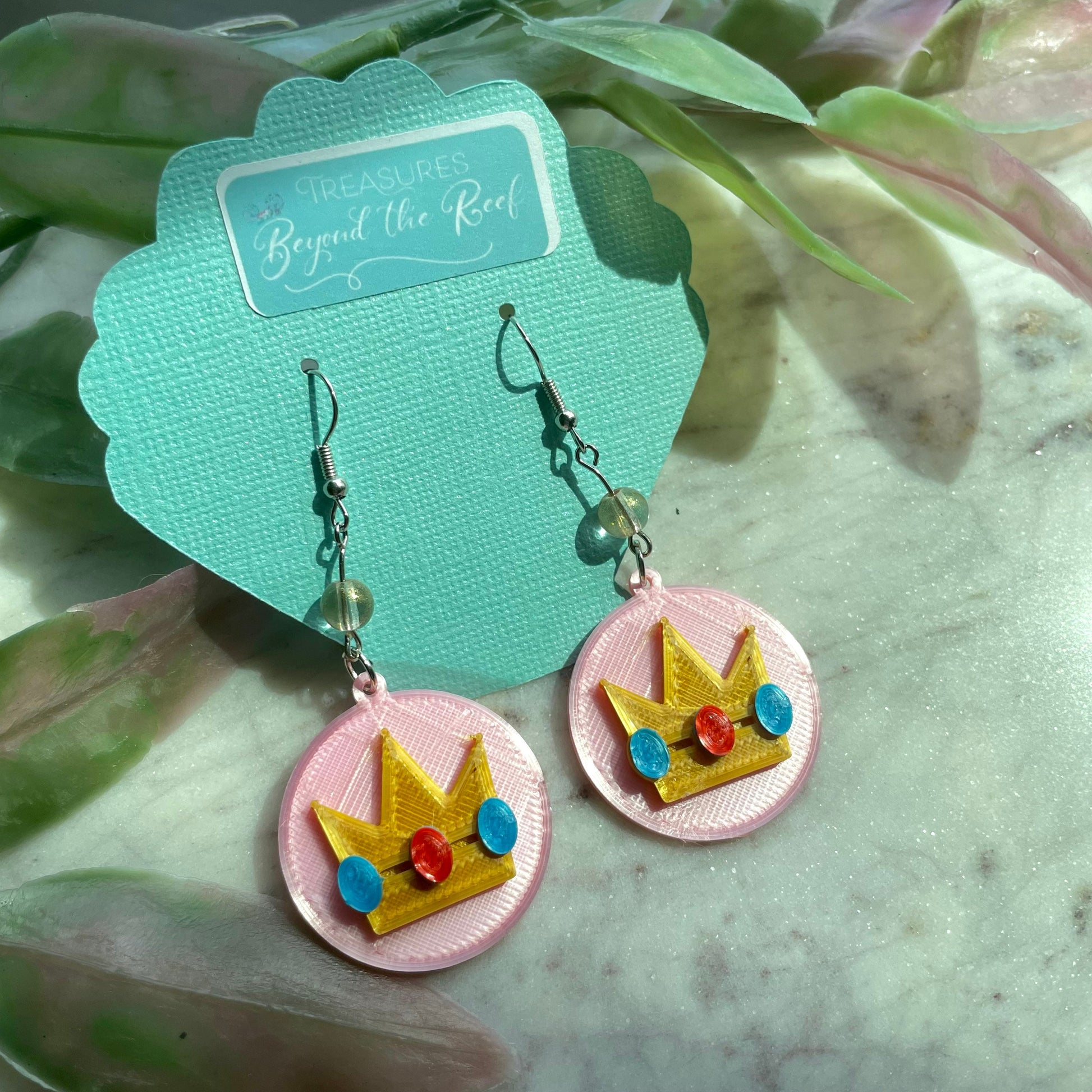 3D Printed Super Nintendo World inspired earrings - Mario Earrings - Princess Peach - Bowser - Question Block earrings - Mario Mushroom