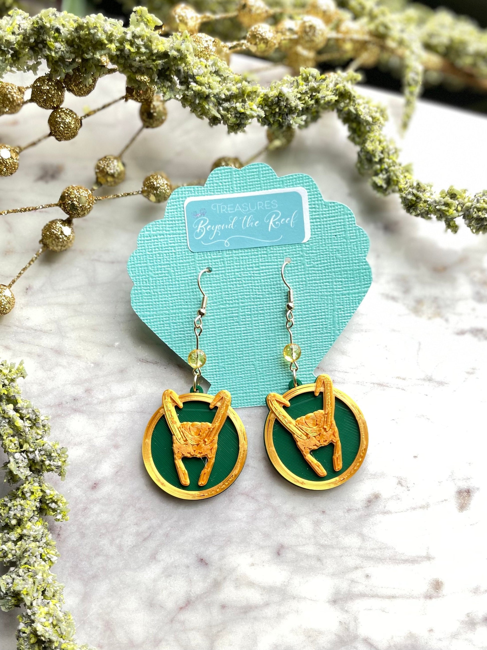 Loki Earrings - Loki 3D Printed earrings - Avengers Campus Earrings