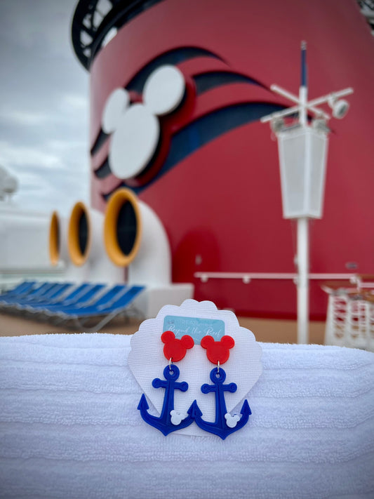 Disney Cruise Earrings - Disney Mickey Anchor earrings - Hidden Mickey