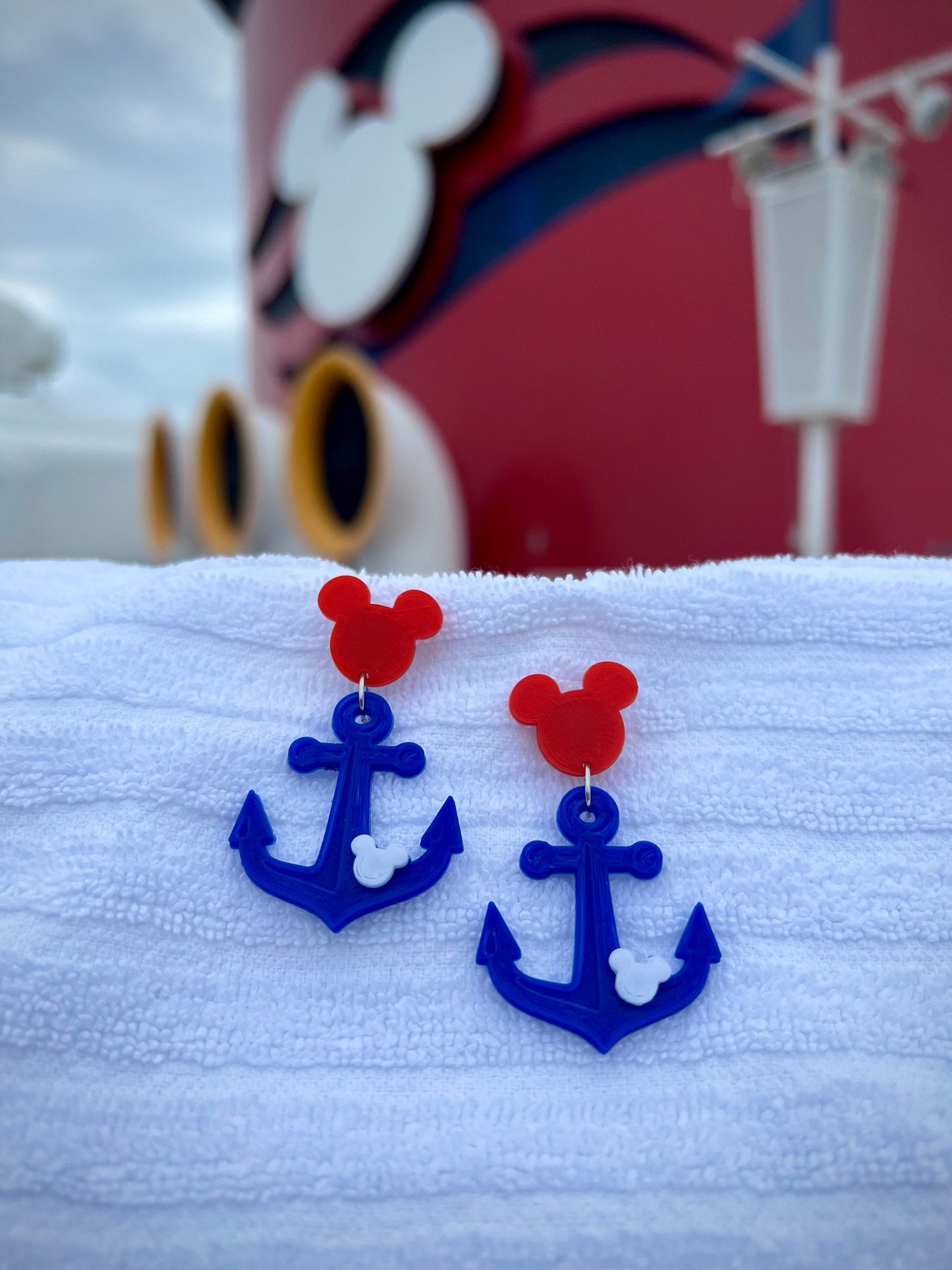 Disney Cruise Earrings - Disney Mickey Anchor earrings - Hidden Mickey