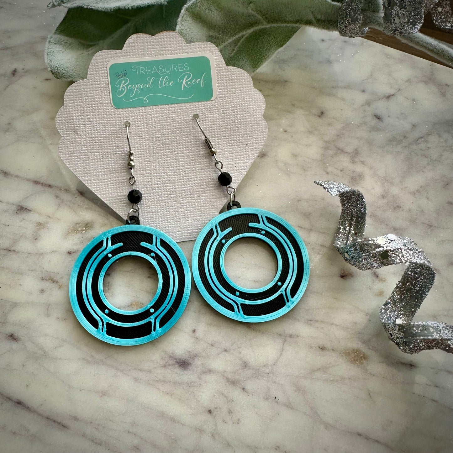 Tron Disc earrings - 3D printed Tron earrings - Tron Lightcycle run earrings - Disneyworld earrings