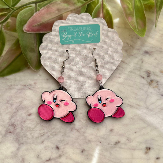 Kirby Earrings - 3D printed Kirby earrings