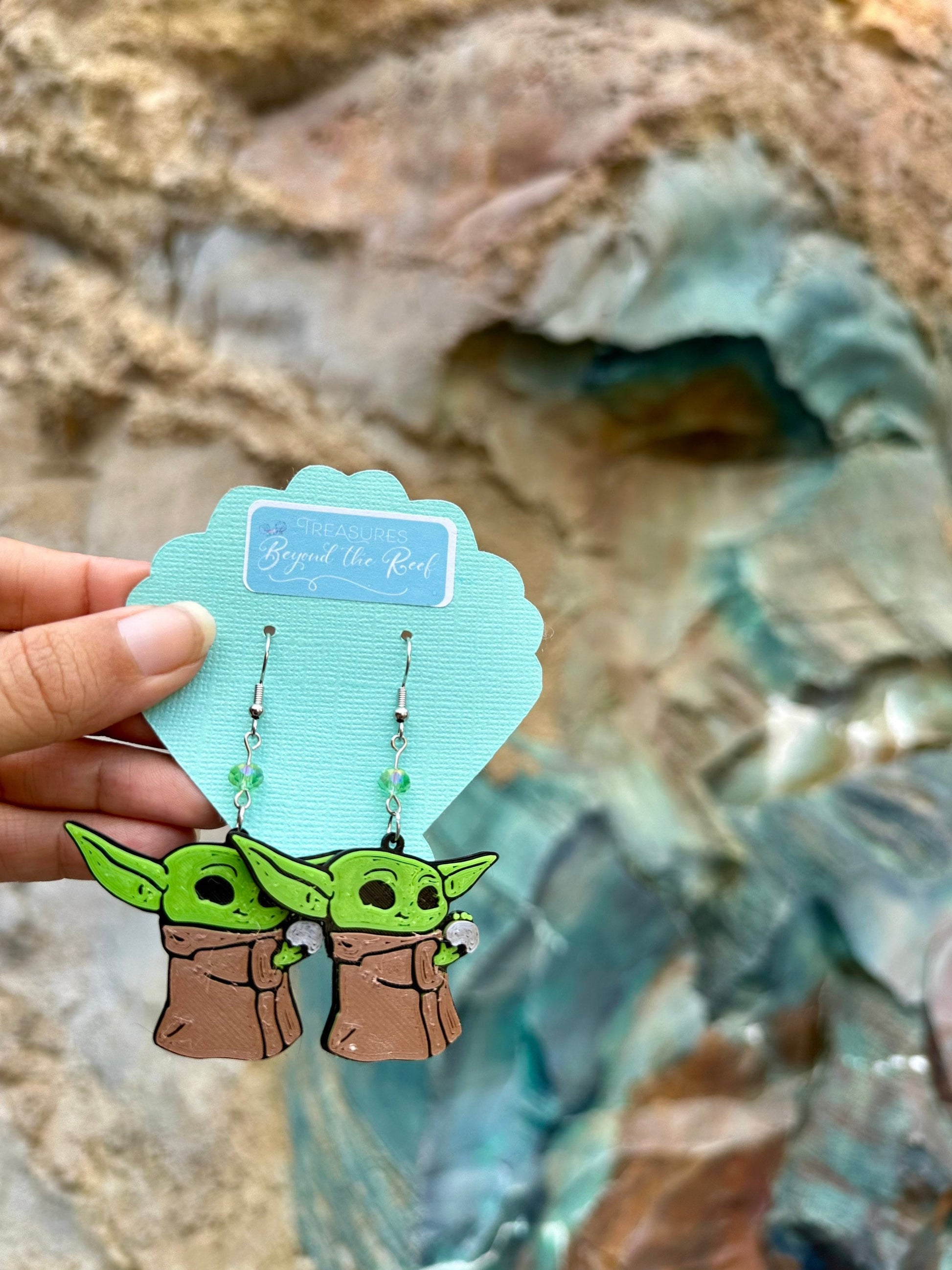 The Child Grogu inspired Earrings - Cute Child Space Baby 3D printed Grogu inspired Baby Yoda Inspired Earrings