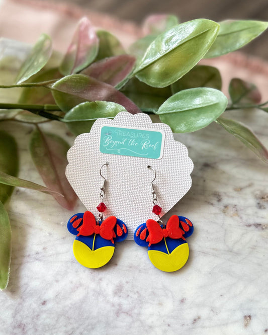 Snow White Earrings - Mouse shaped princess earrings - Minnie Mouse Snow White - Princess earrings