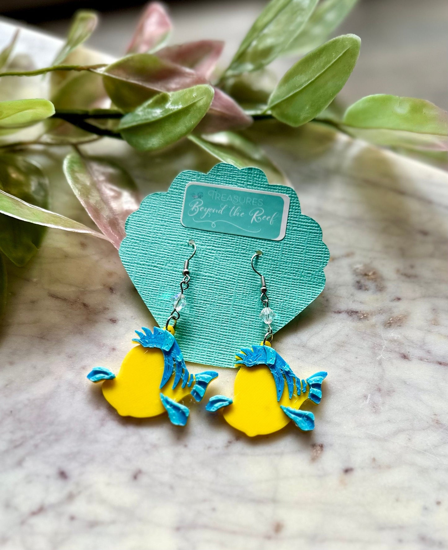 Flounder Earrings - Sebastian Earrings Ariel Inspired Earrings, 3D printed little mermaid earrings