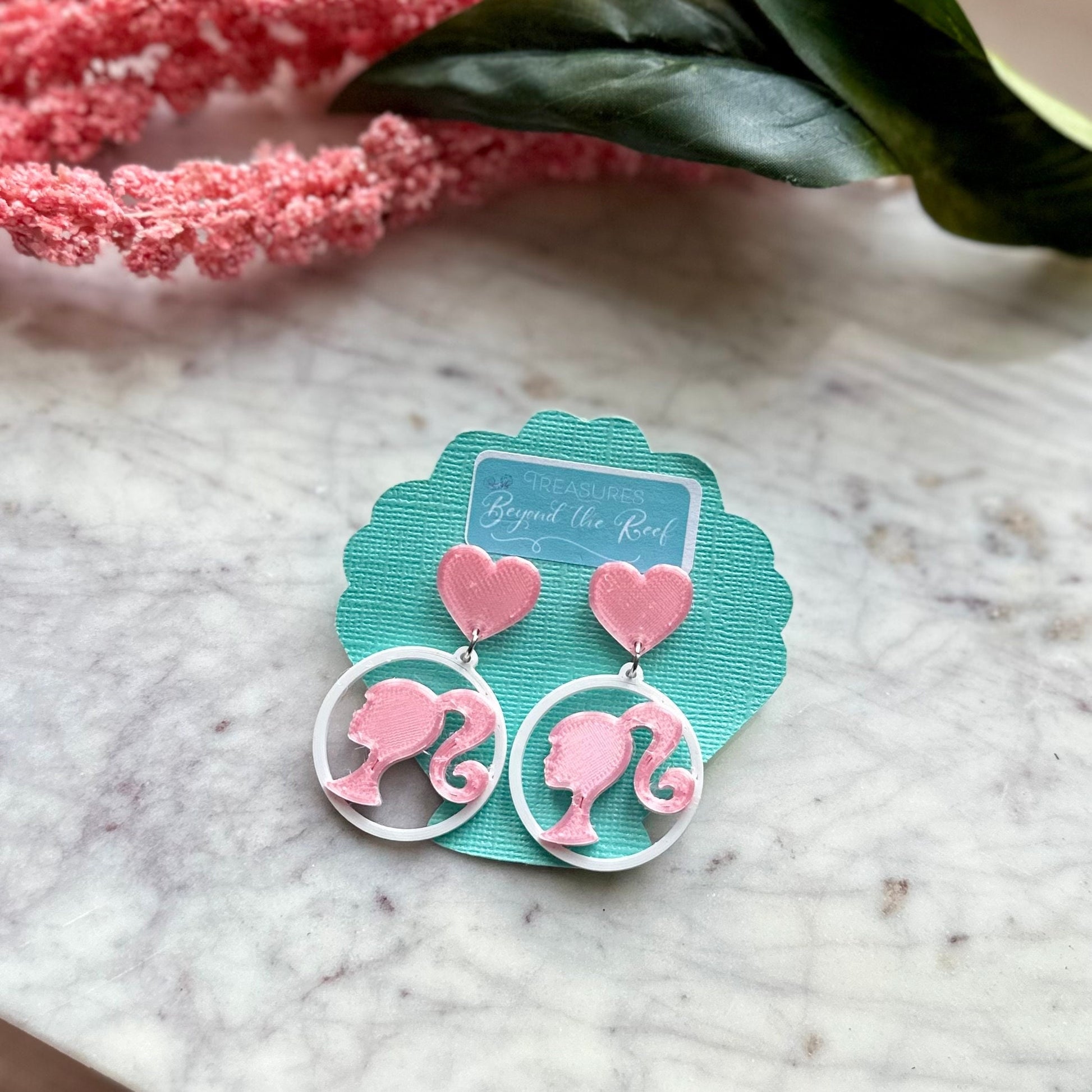 Doll inspired earrings - Hot Pink Doll earrings - Doll silhouette - Hot pink earrings - Pastel Pink earrings