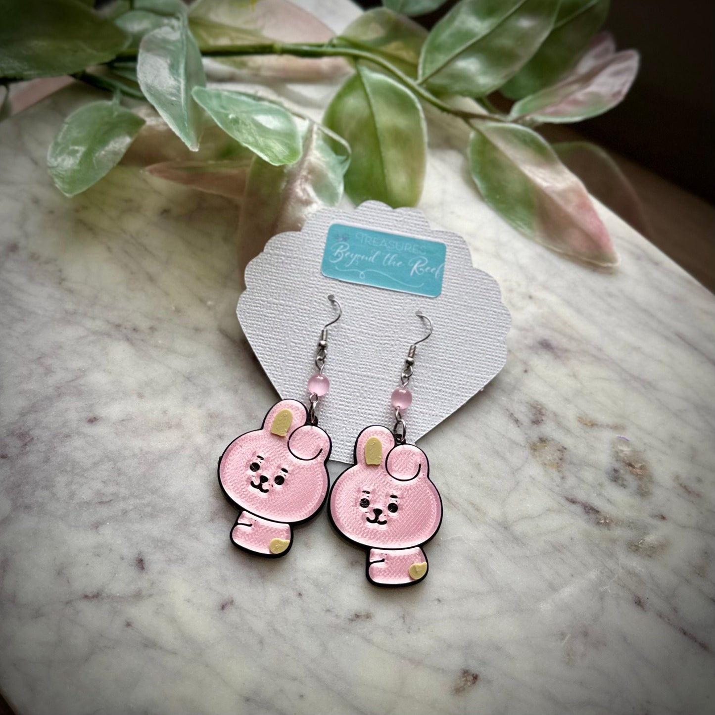 BTS 3D printed inspired earrings - BT21 earrings - Chimmy, Tata, Cooky, Shooky, Koya - Bunny, Heart, Dog BTS characters Koala Army BTS