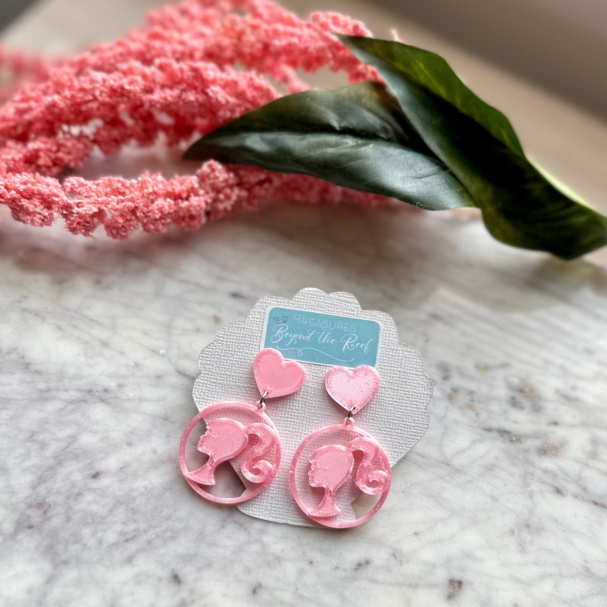 Doll inspired earrings - Hot Pink Doll earrings - Doll silhouette - Hot pink earrings - Pastel Pink earrings