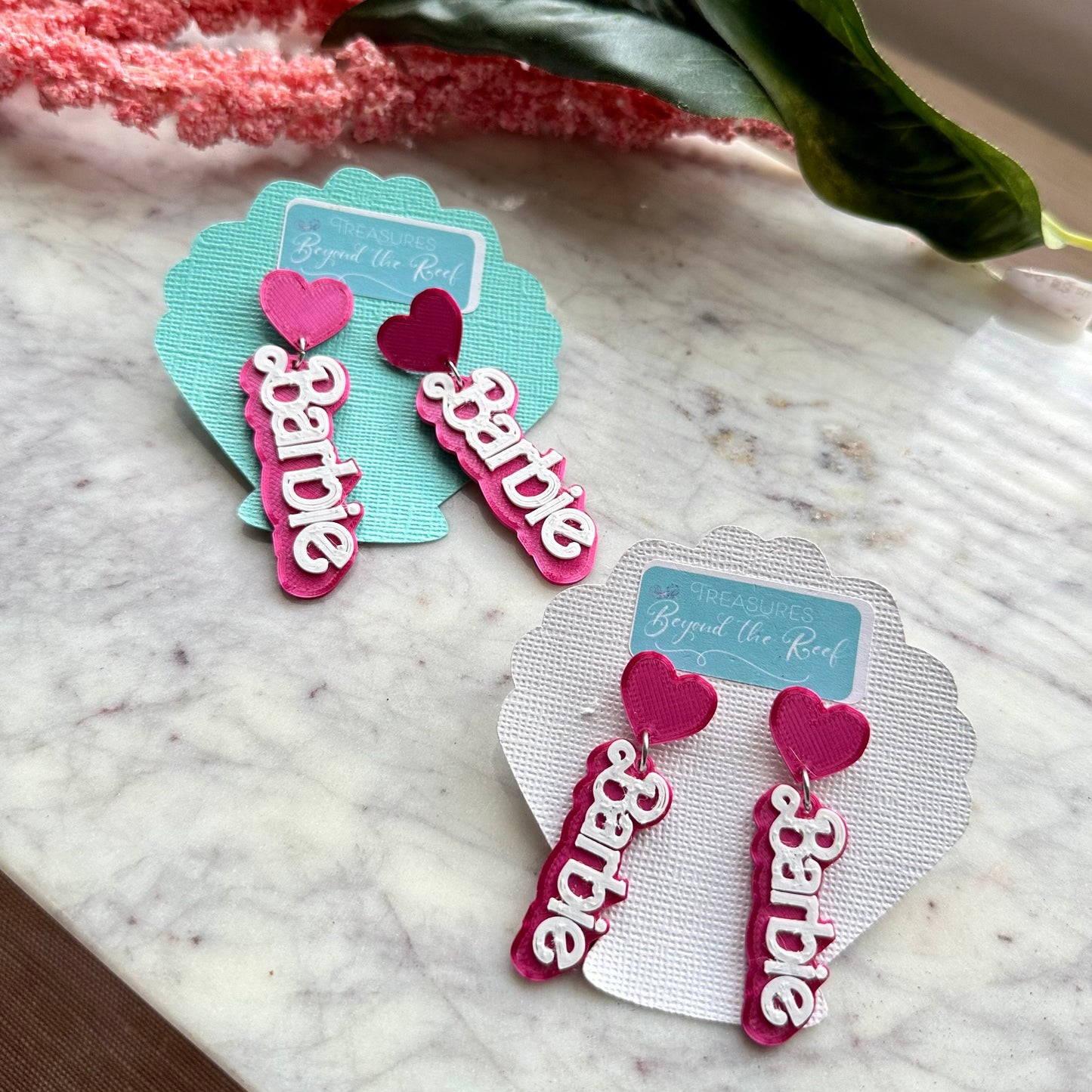 Doll inspired earrings - Hot Pink Doll earrings - Doll silhouette - Hot pink earrings - Pastel Pink earrings