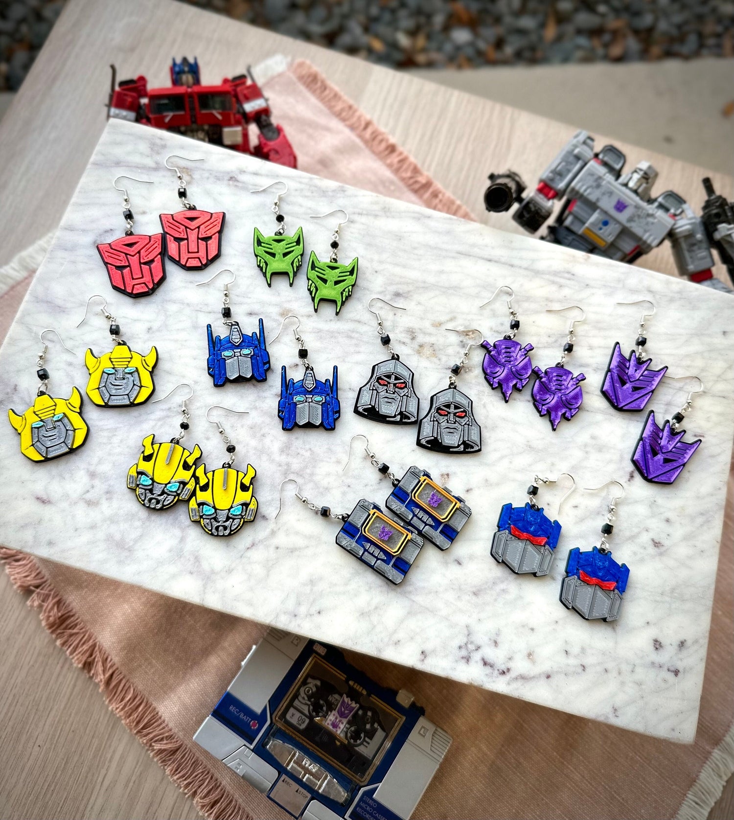 Optimus Prime, Bumblebee, Megatron, Soundwave earrings Transformers 3D Printed Earrings - Autobots, Decepticons, Maximals, Predacons, G1