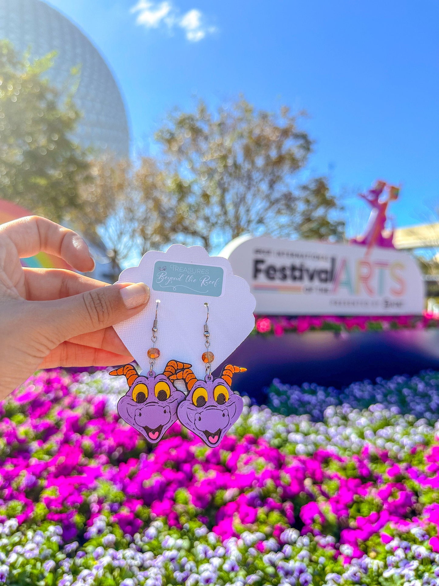 Epcot Festival of the Arts earrings - Mouse Paint Splatter earrings - Mickey Shaped Art Palette - Purple Dragon - Figment - Epcot earrings