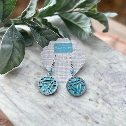 Iron Man Arc Reactor earrings - Avengers Campus Earrings - 3D printed Iron Man earrings