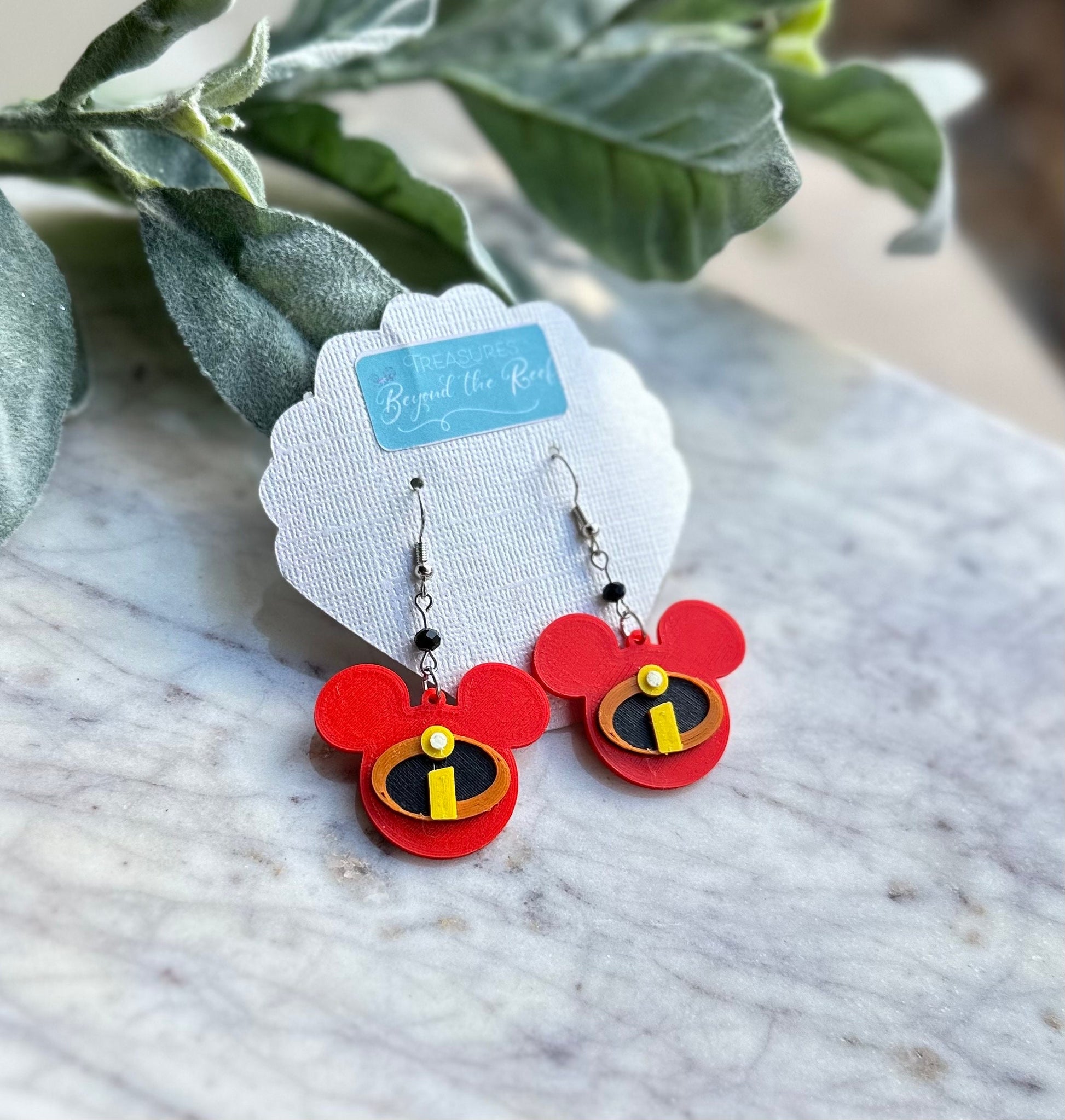 The Incredibles Mouse shaped 3D printed earrings - Disney Super family Earrings - Pixar fest