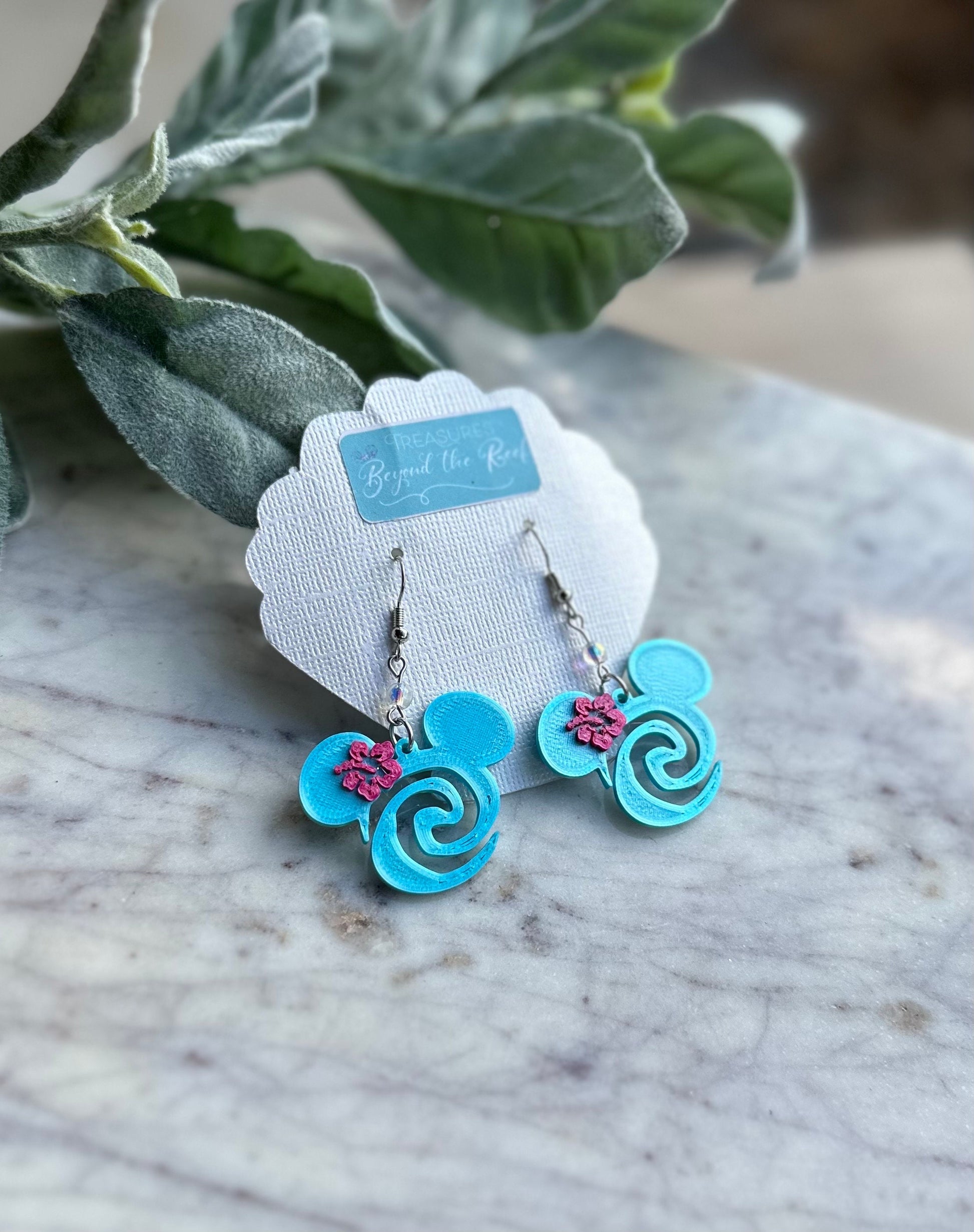 3D Printed Moana inspired earrings - Pua earrings - Hei Hei - Heart of Te Fiti earrings - Moana Water symbol - Journey of the water
