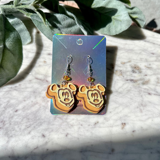 Mouse Waffle Earrings - Mouse 3d printed earrings - Foodie - Park food earrings