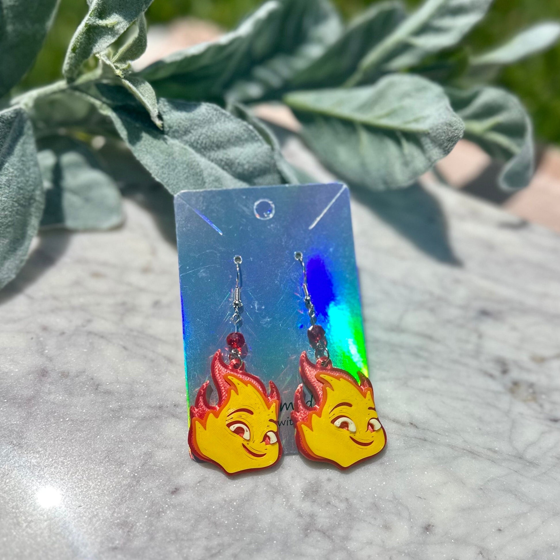 3D Elemental Inspired Earrings - Wade & Ember Earrings - Pixar Fest - Elemental earrings - Fire girl - Water Boy - Wade Ripple Ember Lumen