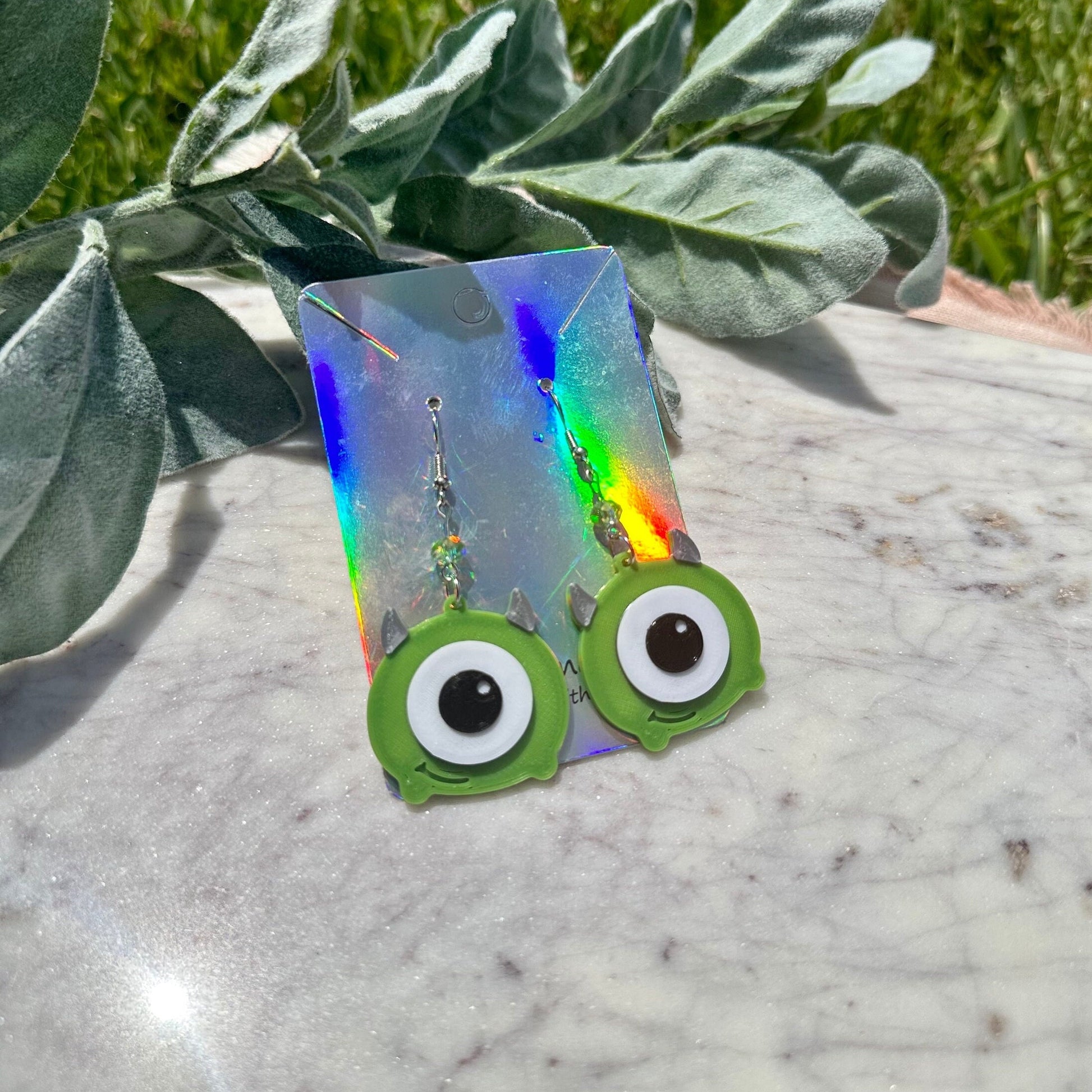 3D printed Monsters inc inspired earrings - Sulley earrings - Mike Wazowski earrings - Blue monster green monster - Scream Cannister