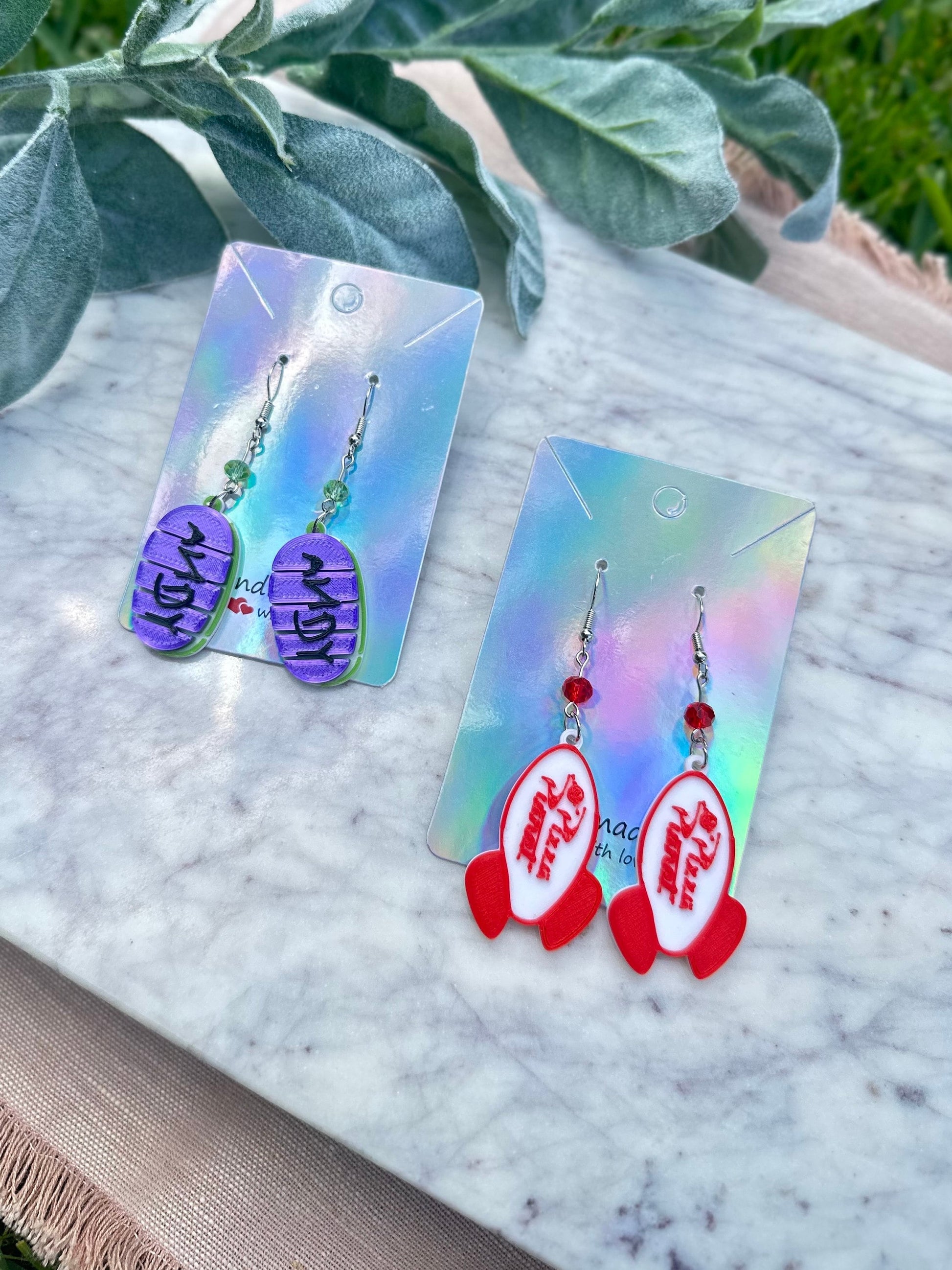 3D printed Buzz Pizza Planet inspired earrings - Buzz Lightyear earrings - Pizza Planet earrings - Toy Story earrings - Andy - Pixar fest