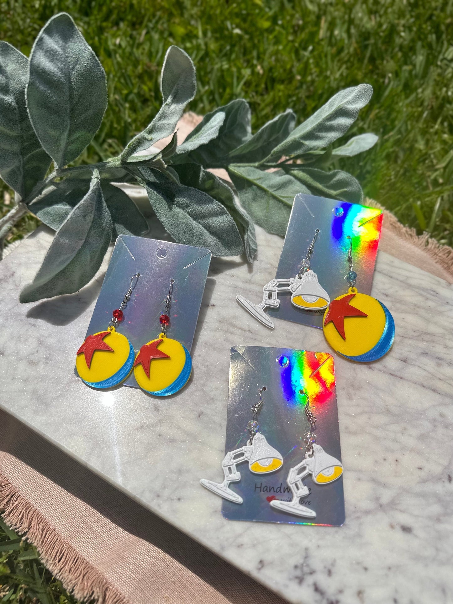 3D printed Pixar Ball earrings - Pixar Earrings - Pixar Lamp earrings - Pixar fest - Luxo Ball earrings Toy story