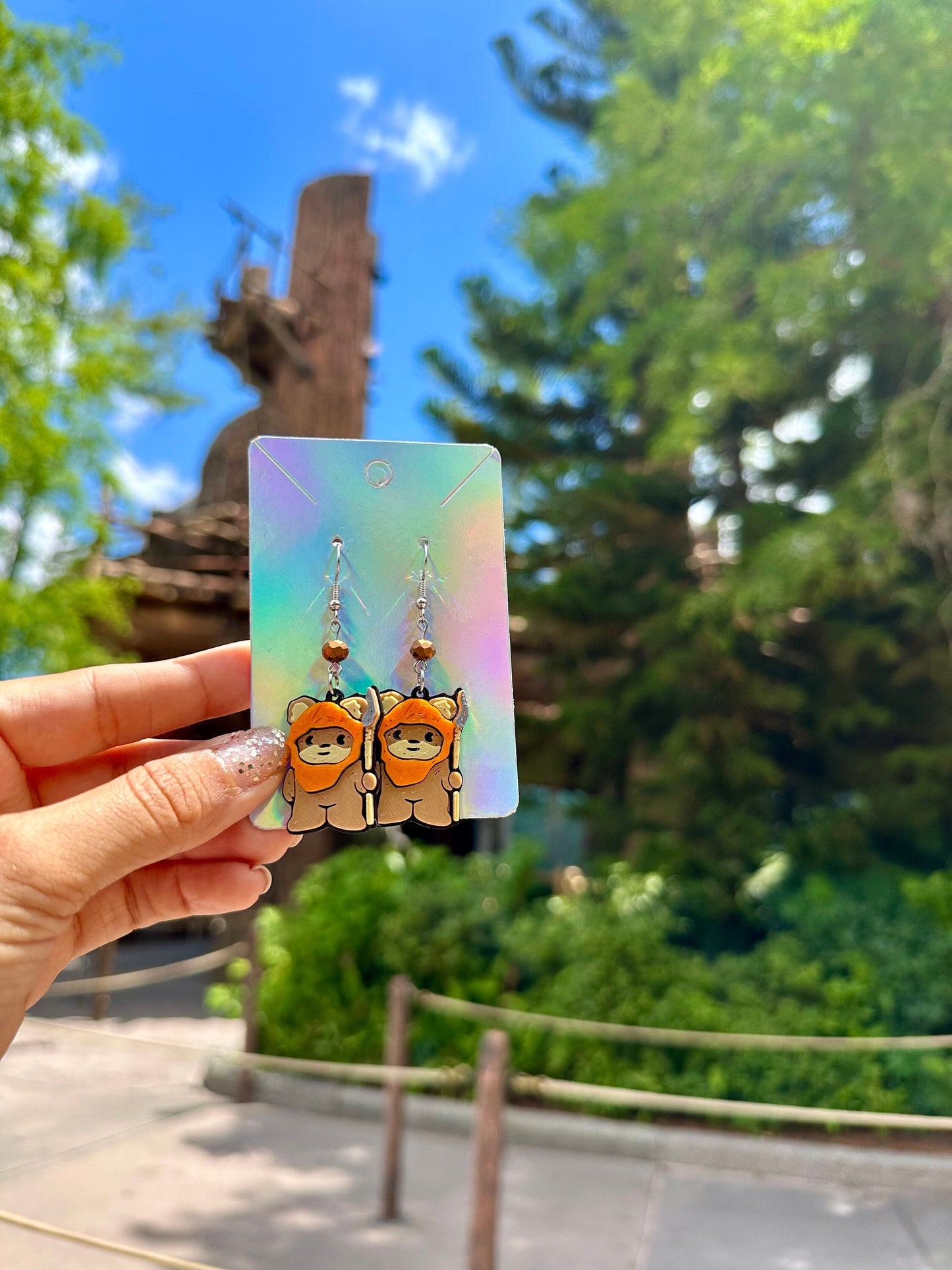 Ewok earrings - 3D Printed earrings - Star Wars inspired earrings - Galaxy’s Edge - May the force Ewoks