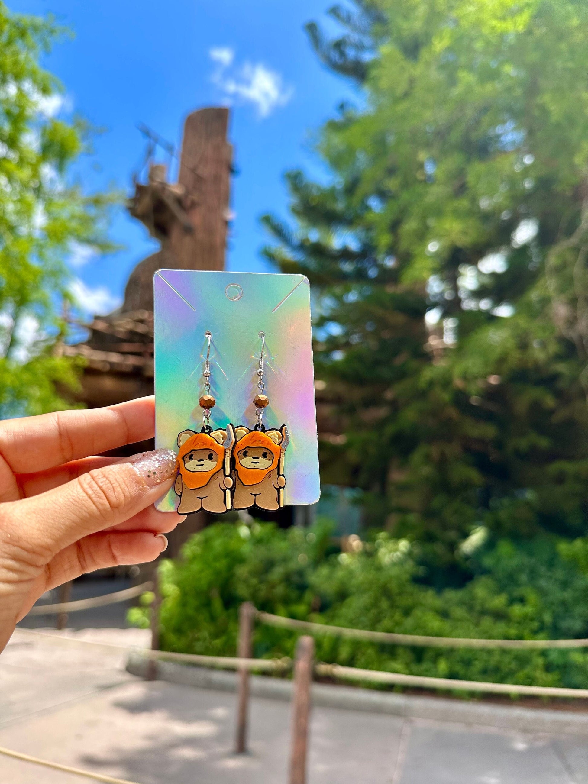 Ewok earrings - 3D Printed earrings - Star Wars inspired earrings - Galaxy’s Edge - May the force Ewoks
