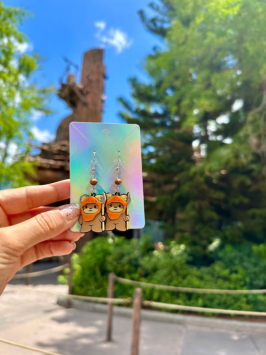 Ewok earrings - 3D Printed earrings - Star Wars inspired earrings - Galaxy’s Edge - May the force Ewoks