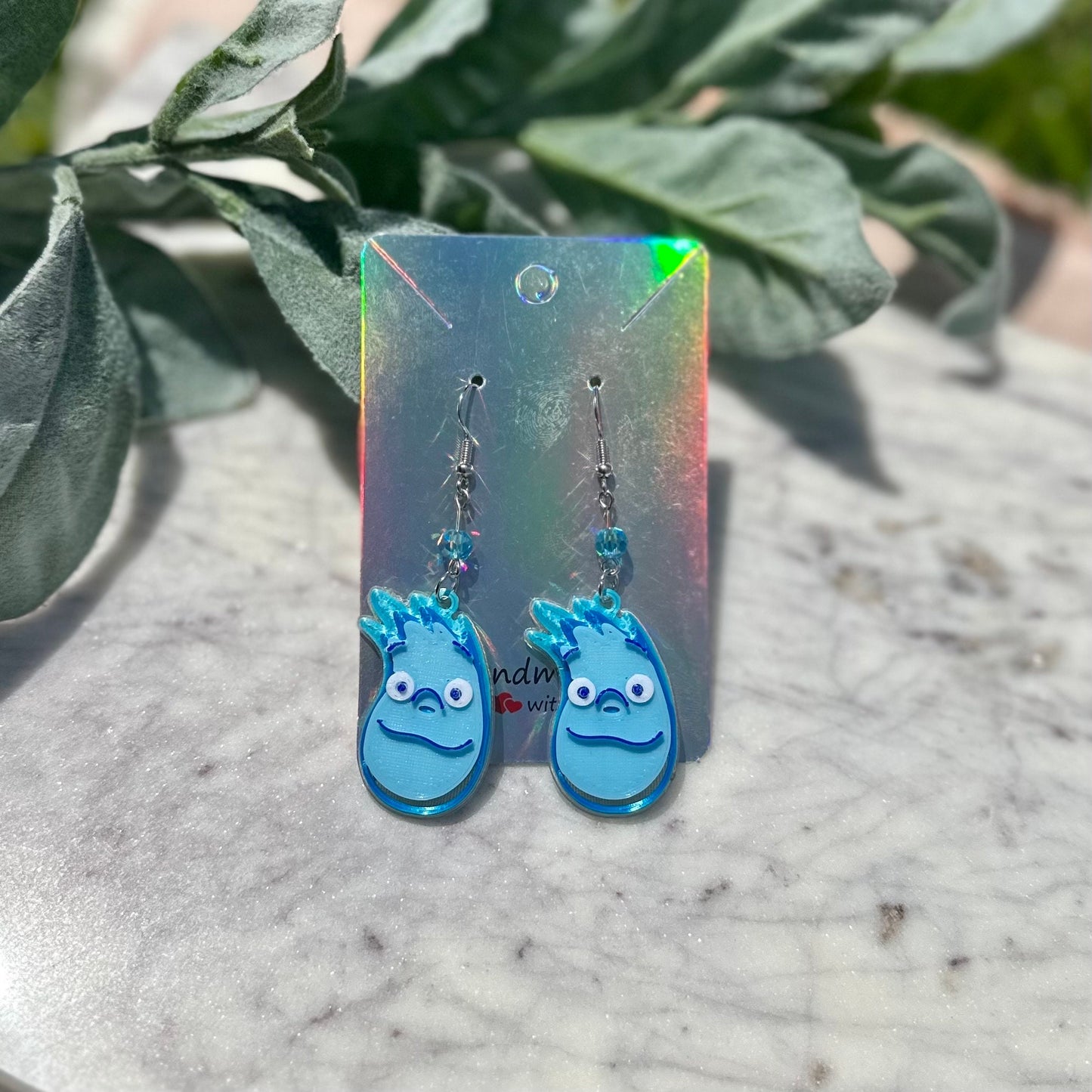 3D Elemental Inspired Earrings - Wade & Ember Earrings - Pixar Fest - Elemental earrings - Fire girl - Water Boy - Wade Ripple Ember Lumen
