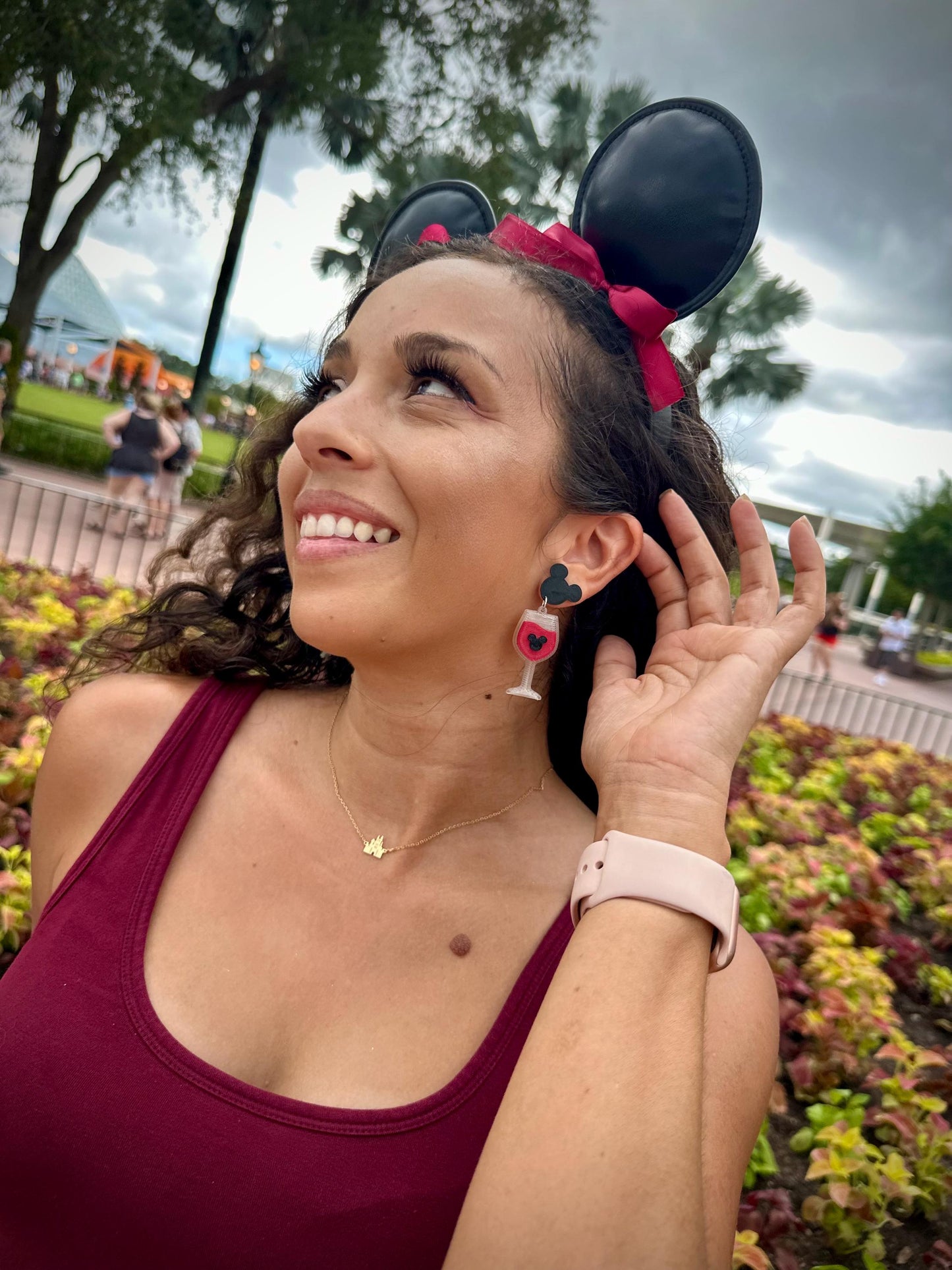 Food and Wine Festival earrings - Epcot Food and Wine Epcot Earrings 3D printed Epcot inspired earrings - Wine earrings Mickey Wine glass