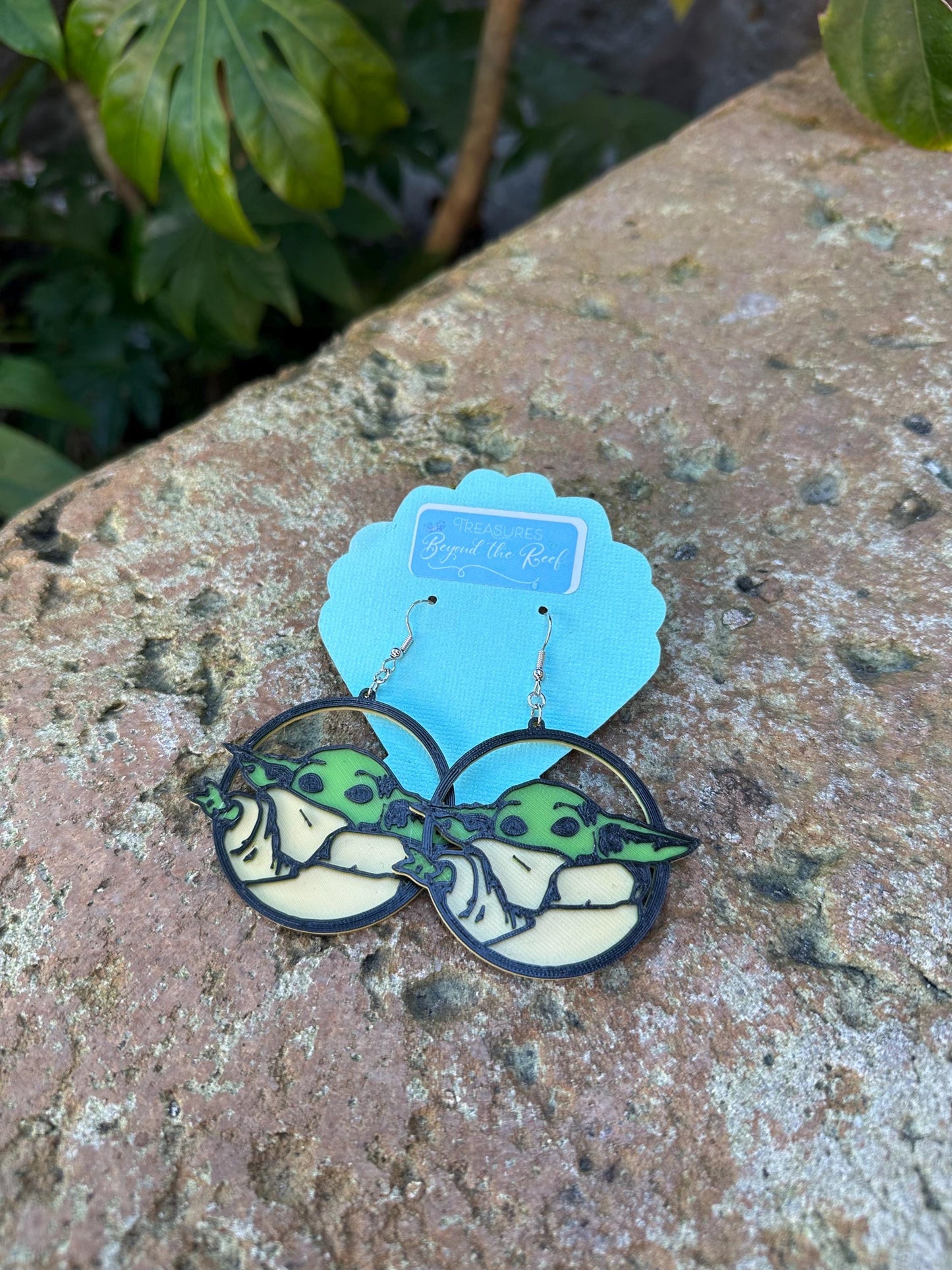 The Baby Inspired Yoda Earrings - Cute Child Space Baby Alien 3D printed Grogu inspired Yoda Inspired Earrings