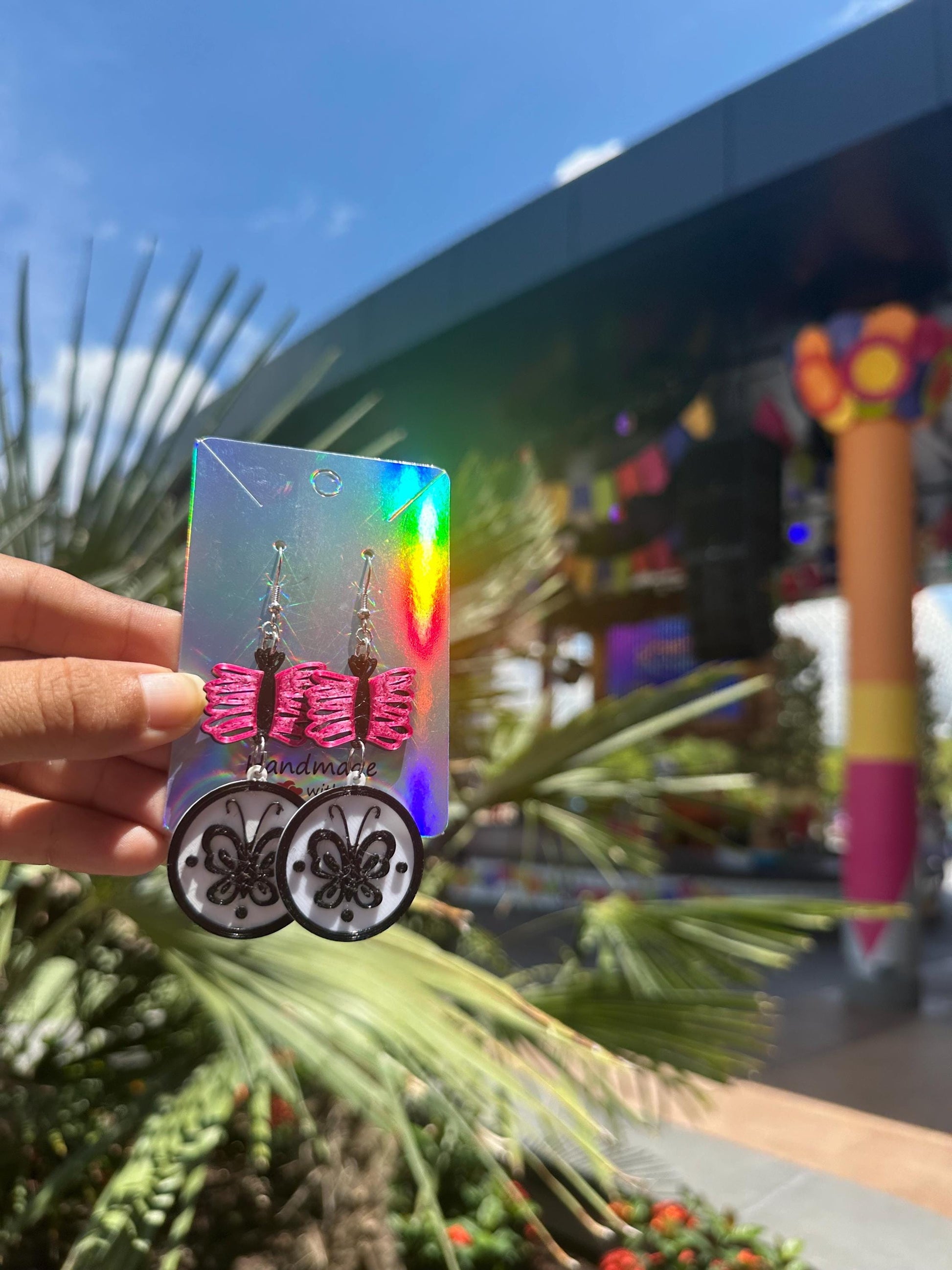 Mirabel Inspired earrings - Encanto earrings 3D printed Mirabel Butterfly earrings - Spring earrings - Epcot Flower & Garden - Celebracion