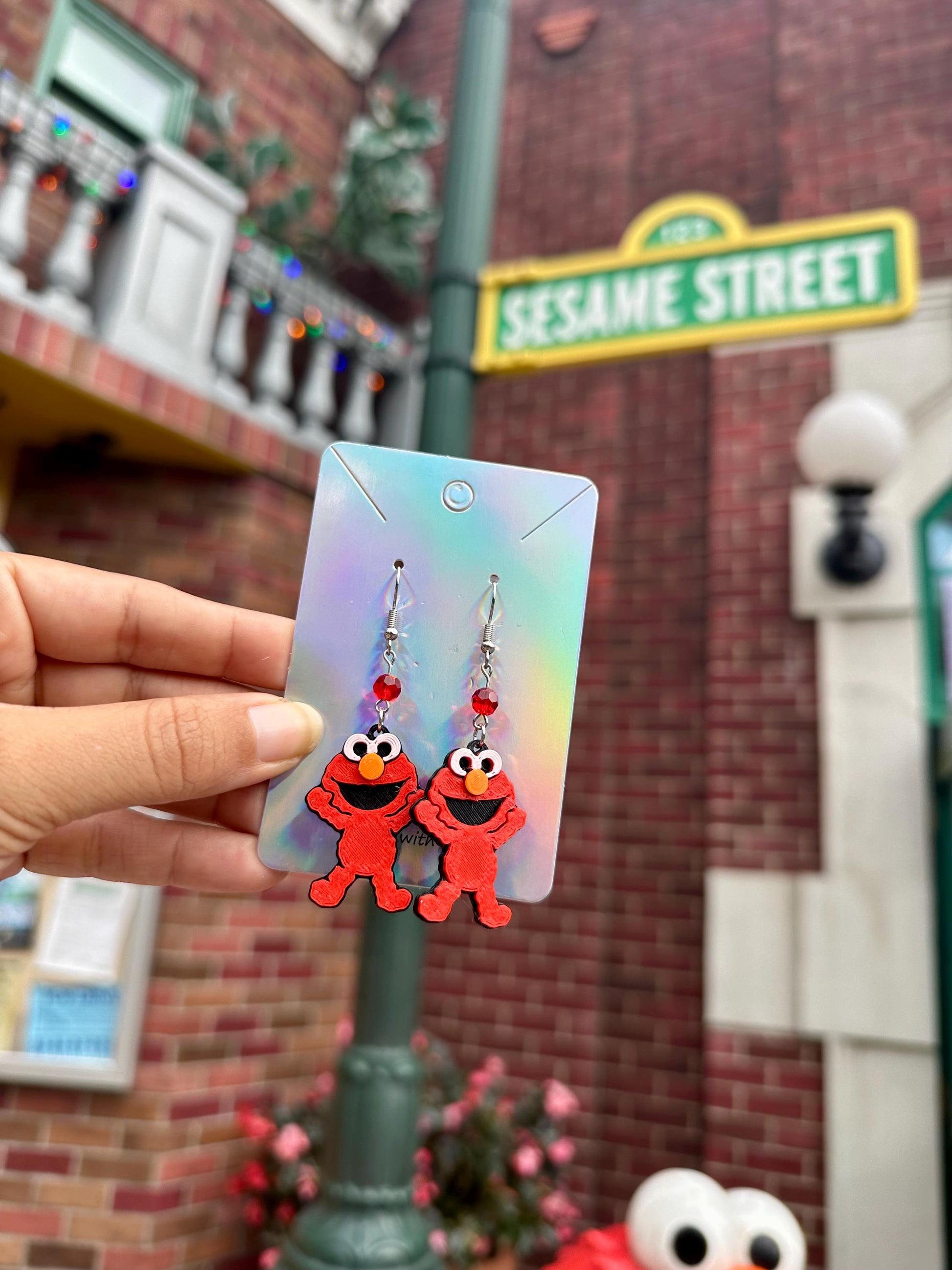 3D Printed Sesame Street Inspired earrings - Slimey - Orange Worm, Blue monster Red Monster, Oscar the grouch - Elmo - Cookie Monster