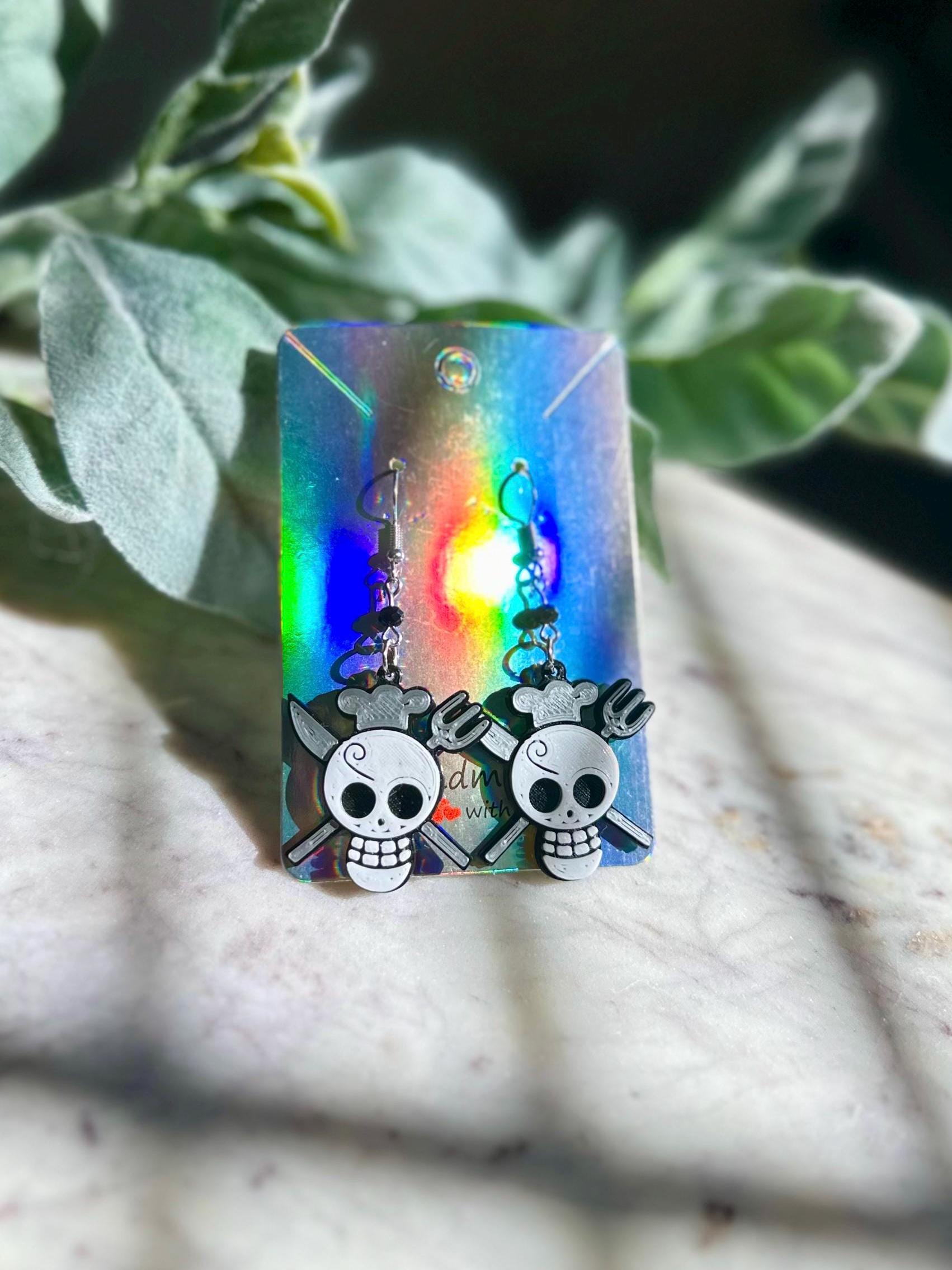 Anime Earrings, Pirate Earrings - Jolly Roger, Straw Hat Pirates, One Piece earrings - Devil Fruits, Sanji, Ace Heart Pirates Luffy Fan Fest