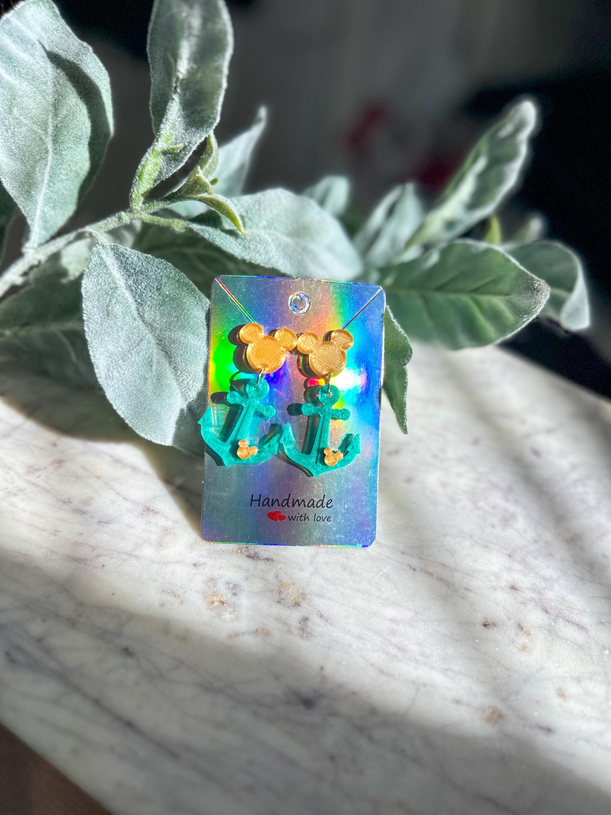 Captain Mickey & Minnie earrings - Disney Cruise Earrings - Disney Mickey Anchor earrings - Cruise Mouse earrings - Wish Treasure cruise